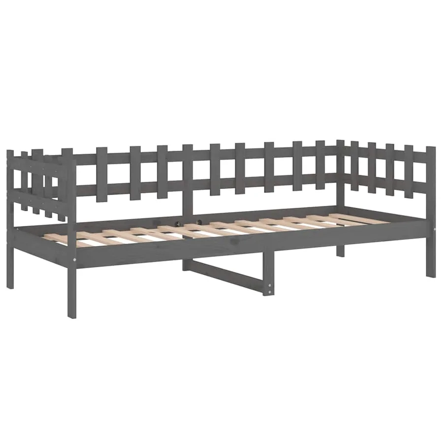 Lit de jour sans matelas gris 90x200 cm bois de pin massif - 7