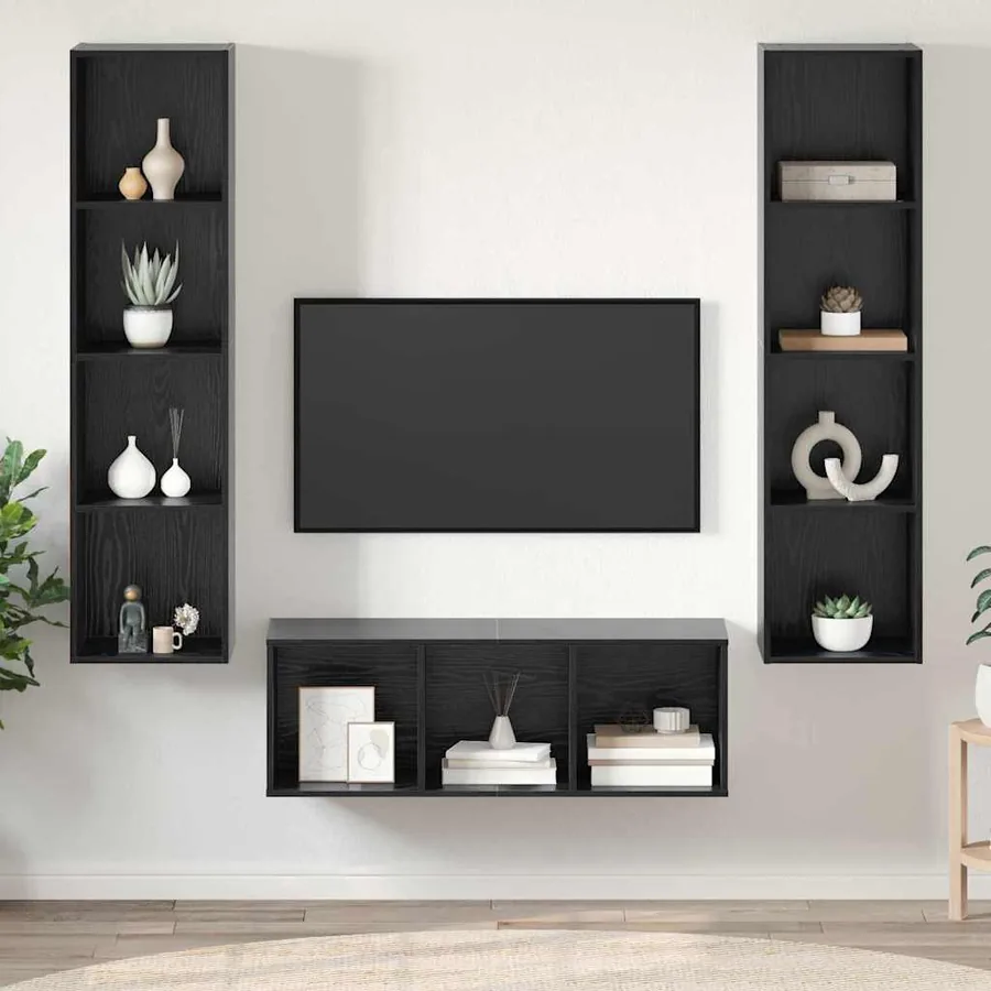 Ensemble meuble TV 3 pcs Chêne noir Bois d'ingénierie