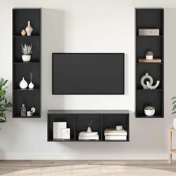 Ensemble meuble TV 3 pcs Chêne noir Bois d'ingénierie