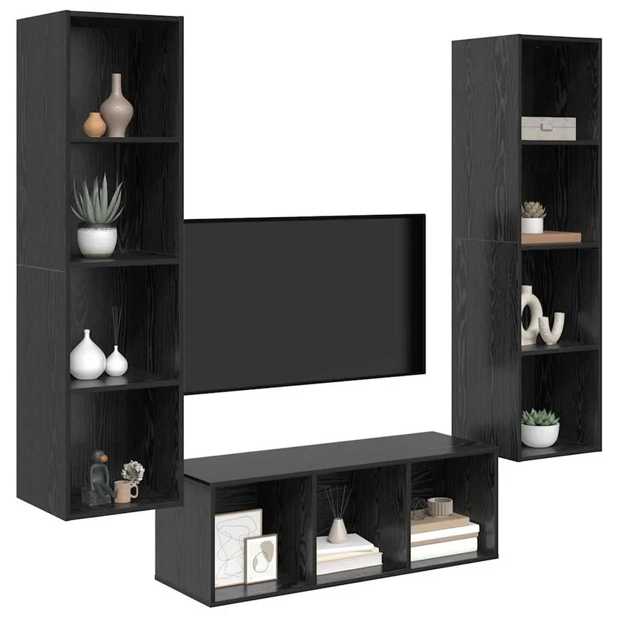 Ensemble meuble TV 3 pcs Chêne noir Bois d'ingénierie - 3
