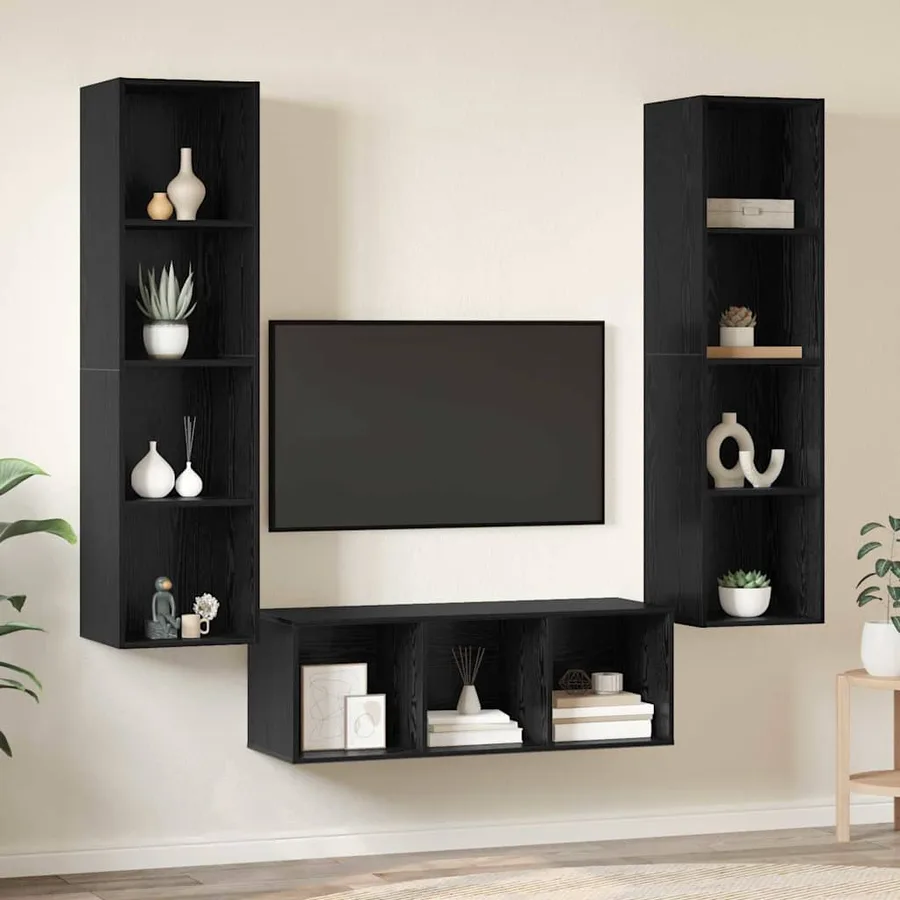 Ensemble meuble TV 3 pcs Chêne noir Bois d'ingénierie - 4