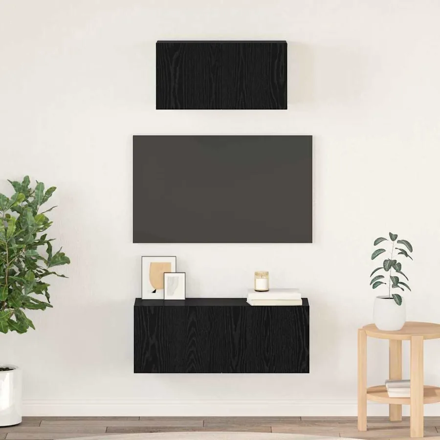 Ensemble meuble TV 2 pcs Chêne noir Bois d'ingénierie