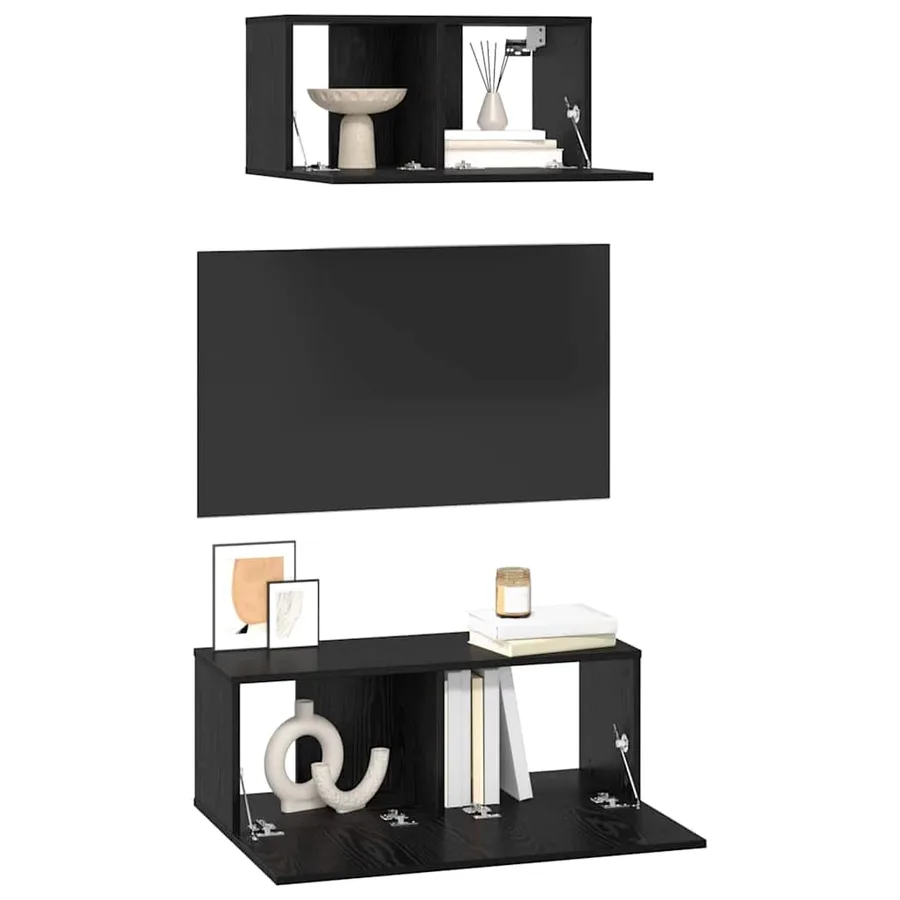 Ensemble meuble TV 2 pcs Chêne noir Bois d'ingénierie - 3