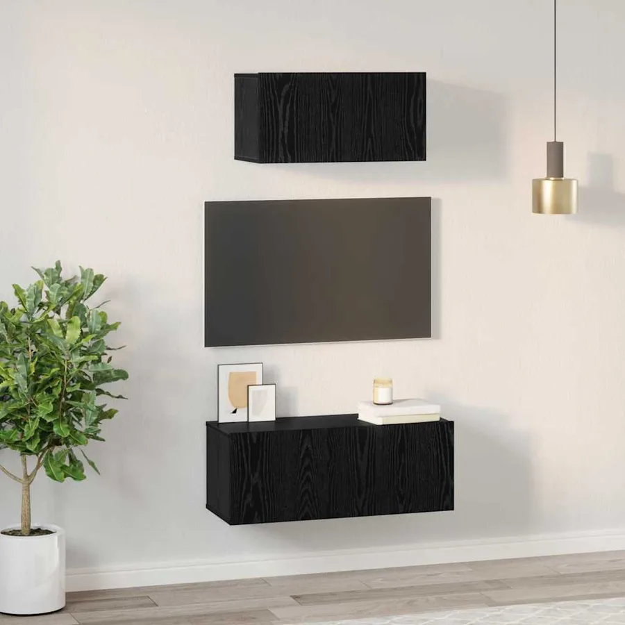 Ensemble meuble TV 2 pcs Chêne noir Bois d'ingénierie - 4