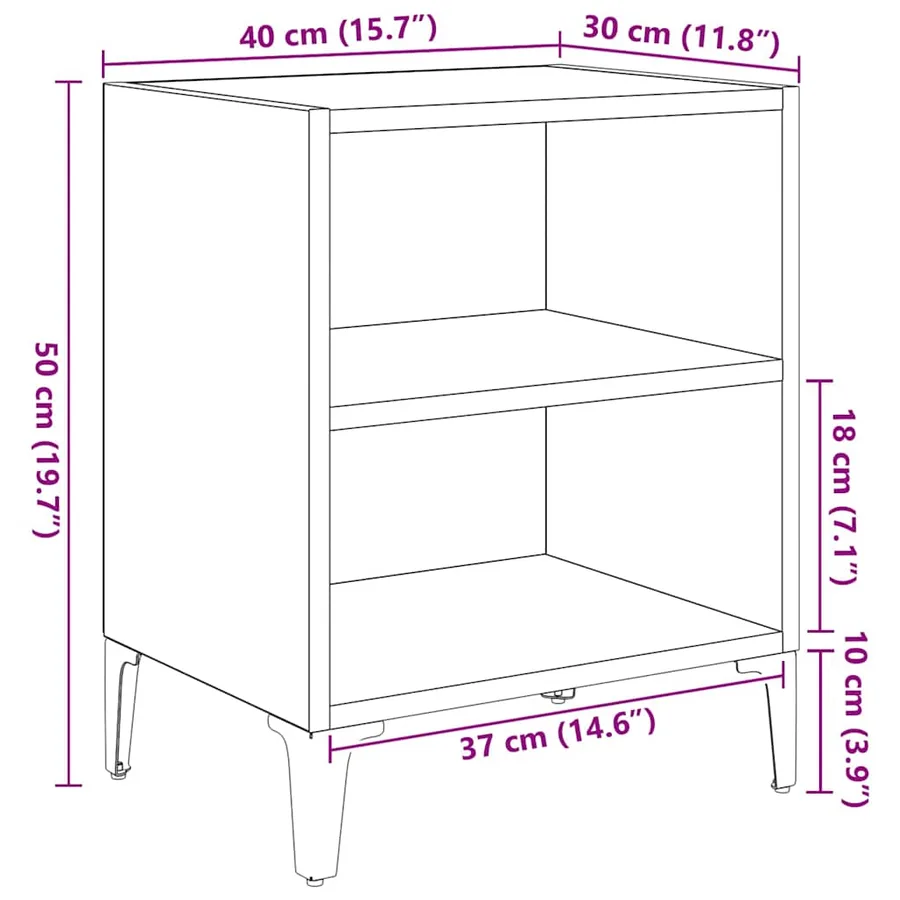 Cabinet de chevet 2 pcs Chêne noir 40 x 30 x 50 cm - 11