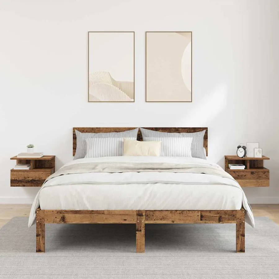 Table de nuit flottante 2 pcs Bois ancien 40 x 31 x 28 cm