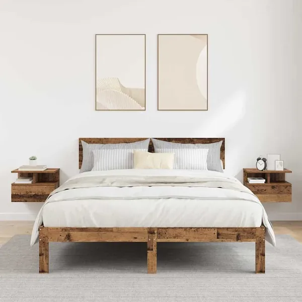 Table de nuit flottante 2 pcs Bois ancien 40 x 31 x 28 cm