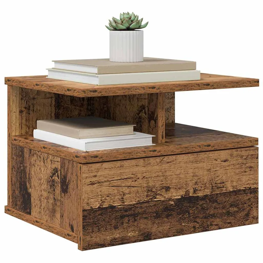 Table de nuit flottante 2 pcs Bois ancien 40 x 31 x 28 cm - 3