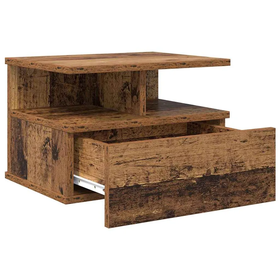 Table de nuit flottante 2 pcs Bois ancien 40 x 31 x 28 cm - 5