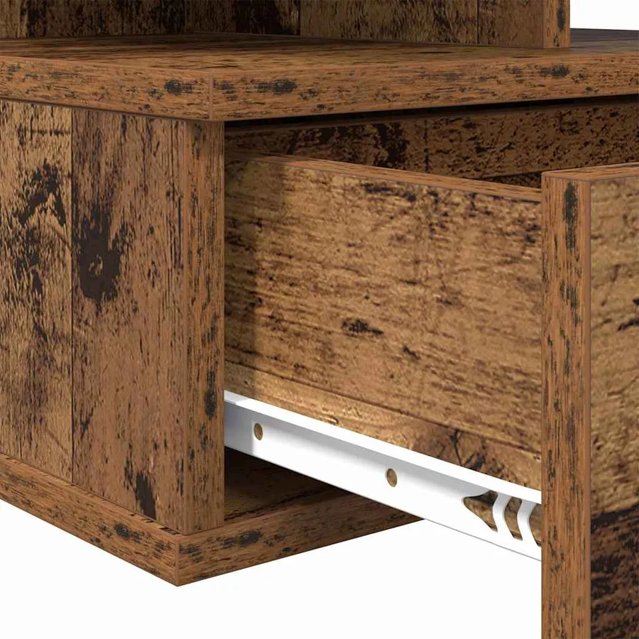 Table de nuit flottante 2 pcs Bois ancien 40 x 31 x 28 cm - 9