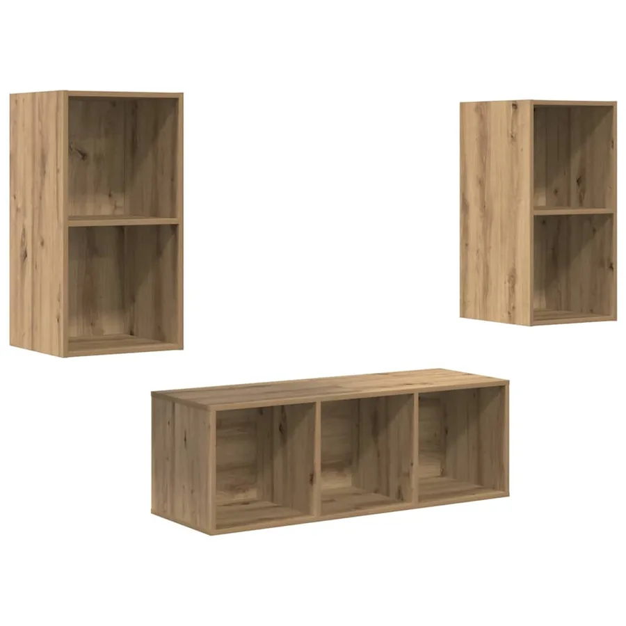 Ensemble meuble TV 3 pcs Chêne artisanal Bois d'ingénierie - 2