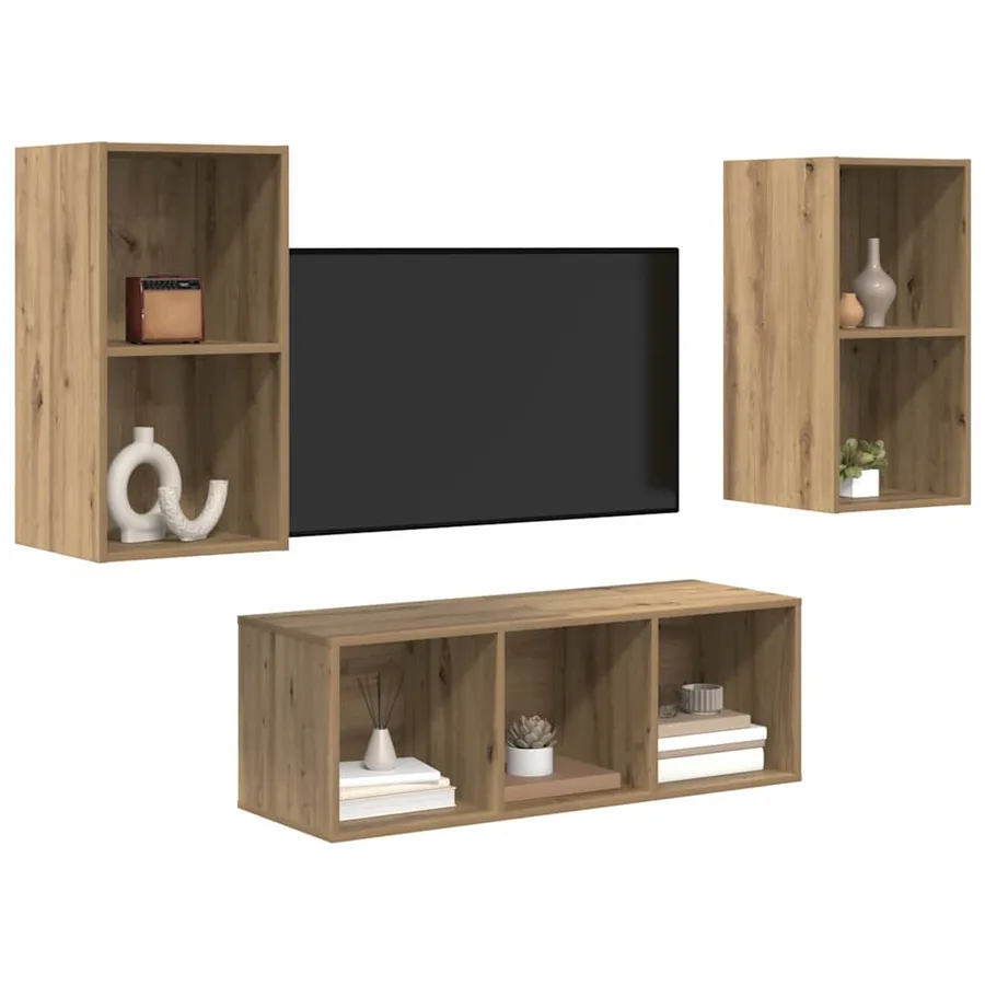 Ensemble meuble TV 3 pcs Chêne artisanal Bois d'ingénierie - 3