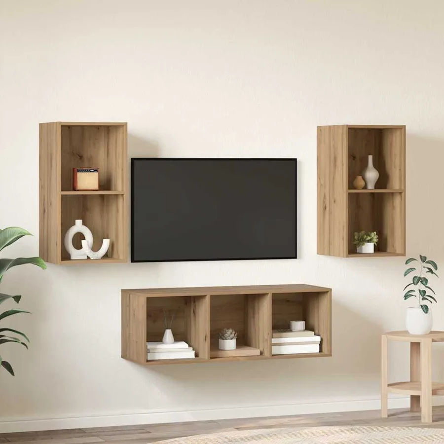 Ensemble meuble TV 3 pcs Chêne artisanal Bois d'ingénierie - 4