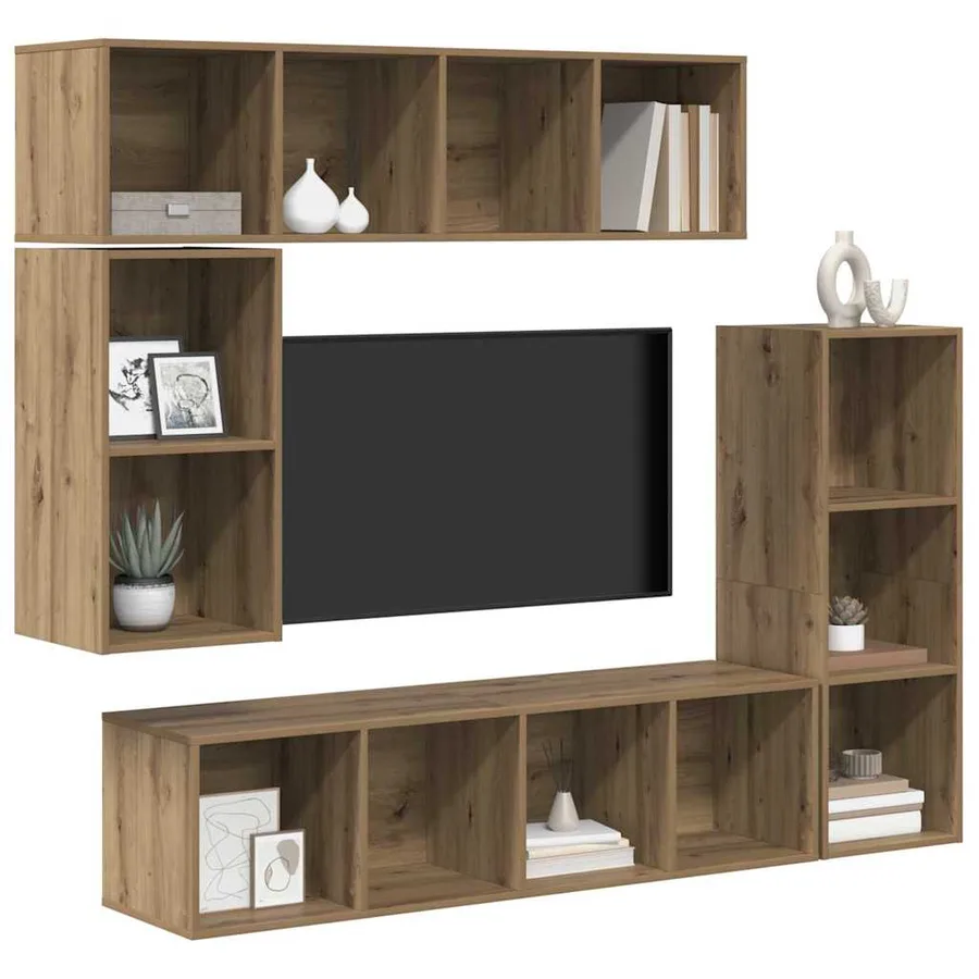 Ensemble meuble TV 4 pcs Chêne artisanal Bois d'ingénierie - 3