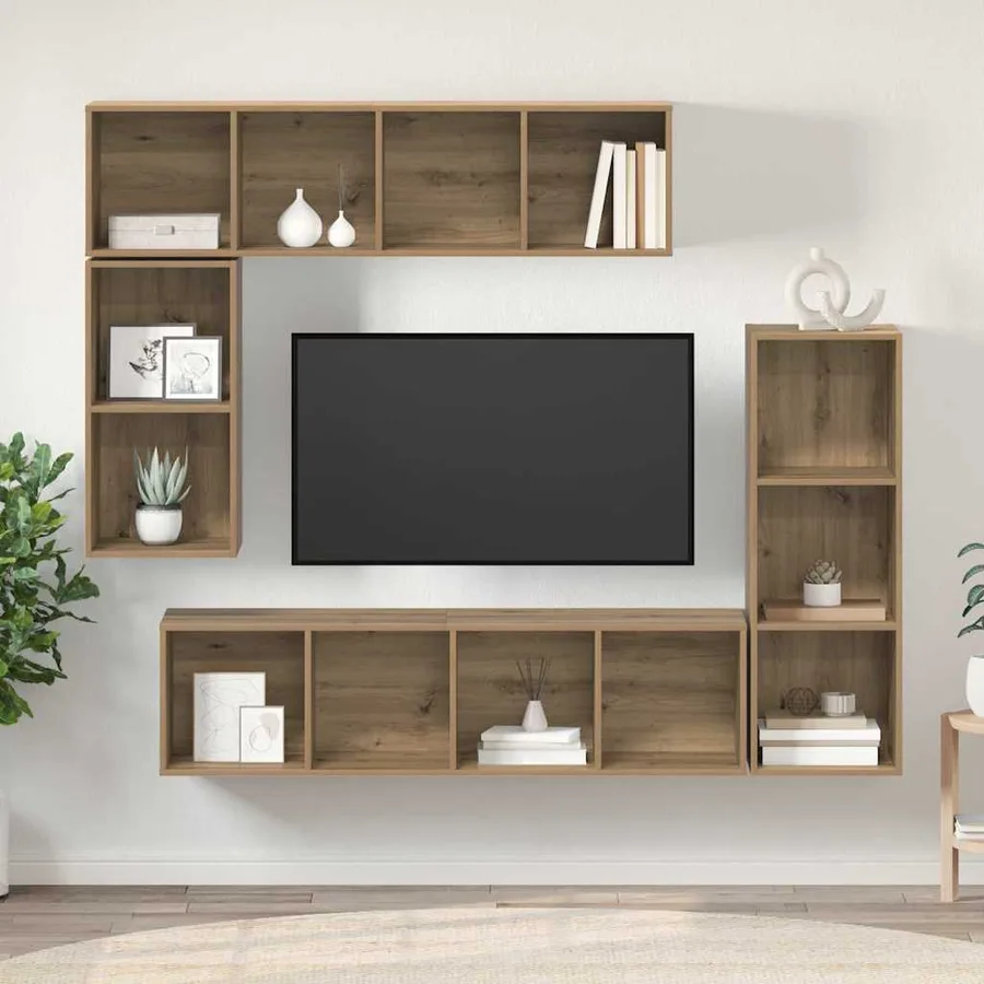Ensemble meuble TV 4 pcs Chêne artisanal Bois d'ingénierie - 4