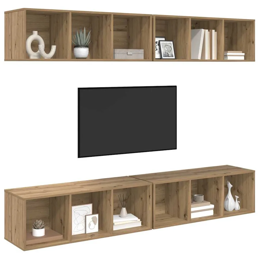 Ensemble meuble TV 4 pcs Chêne artisanal Bois d'ingénierie - 3