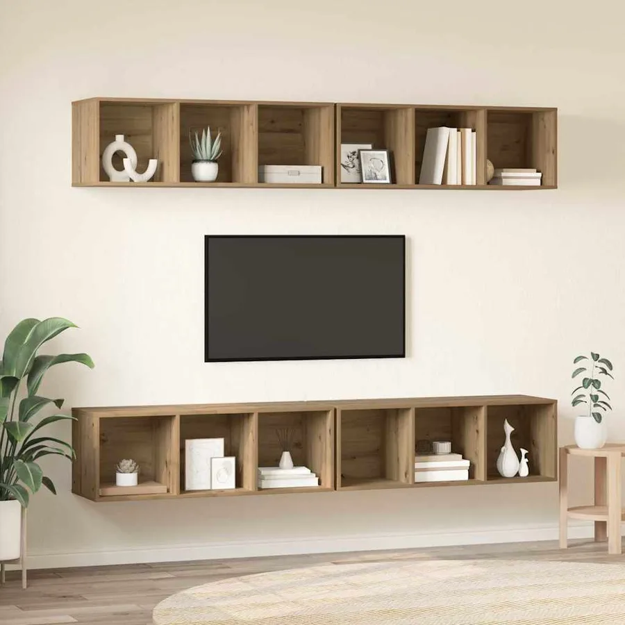 Ensemble meuble TV 4 pcs Chêne artisanal Bois d'ingénierie - 4