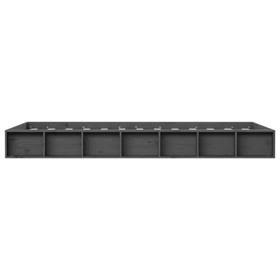 Cadre de lit sans matelas gris 135x190 cm bois massif - 5