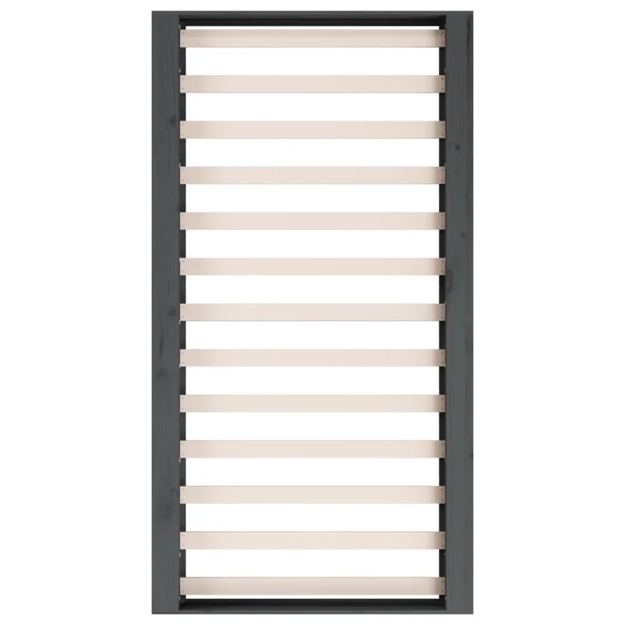Cadre de lit sans matelas gris 135x190 cm bois massif - 6