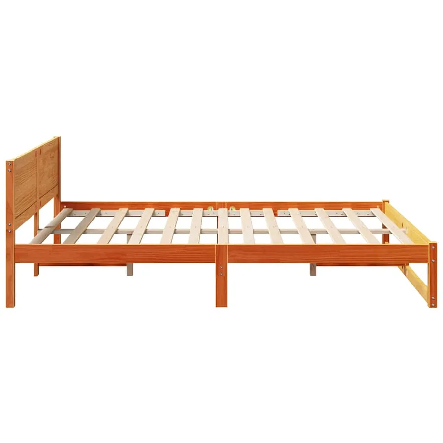 Cadre de lit avec tête de lit Brun cire 150 x 200 cm Pin massif - 6