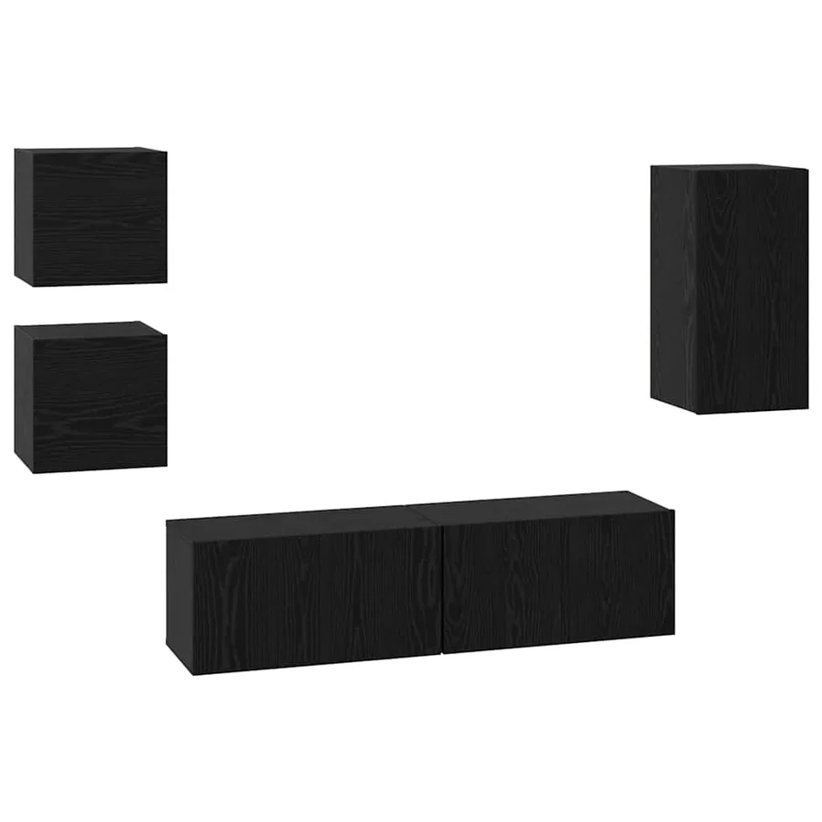 Ensemble meuble TV 5 pcs Chêne noir Bois d'ingénierie - 2