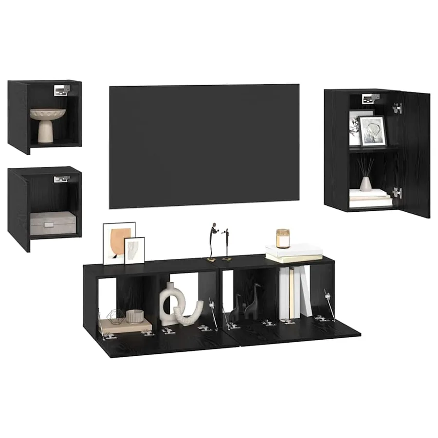 Ensemble meuble TV 5 pcs Chêne noir Bois d'ingénierie - 3