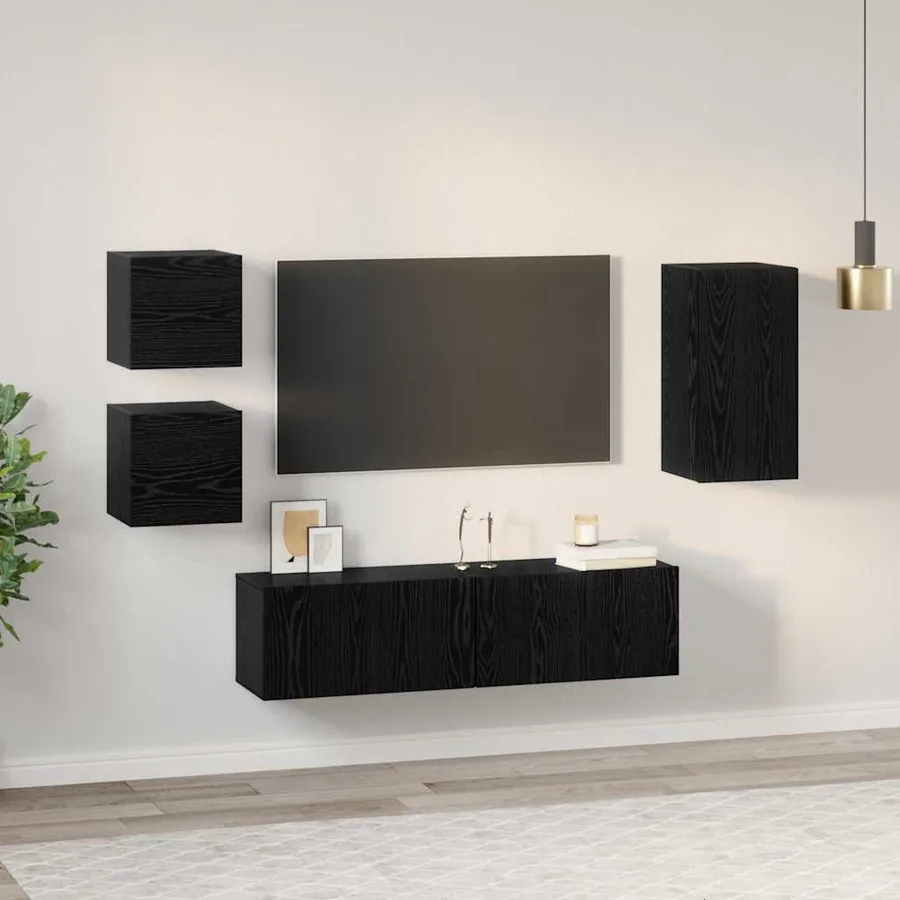 Ensemble meuble TV 5 pcs Chêne noir Bois d'ingénierie - 4