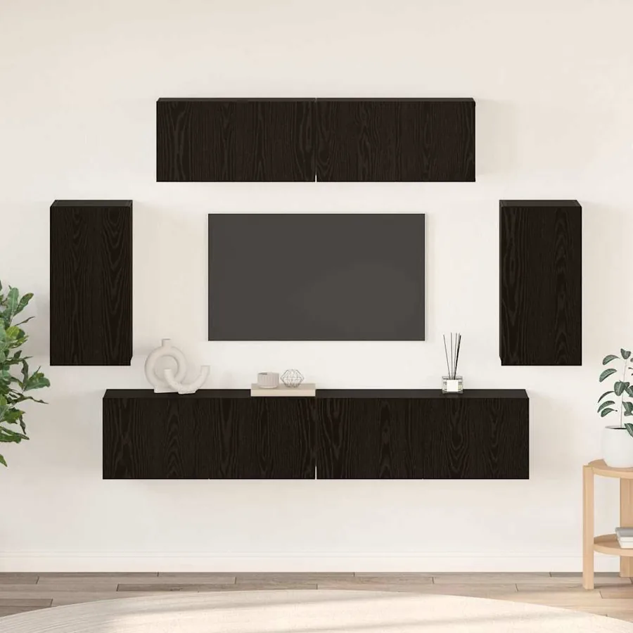 Ensemble meuble TV 6 pcs Chêne noir Bois d'ingénierie
