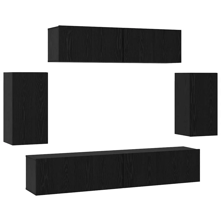 Ensemble meuble TV 6 pcs Chêne noir Bois d'ingénierie - 2