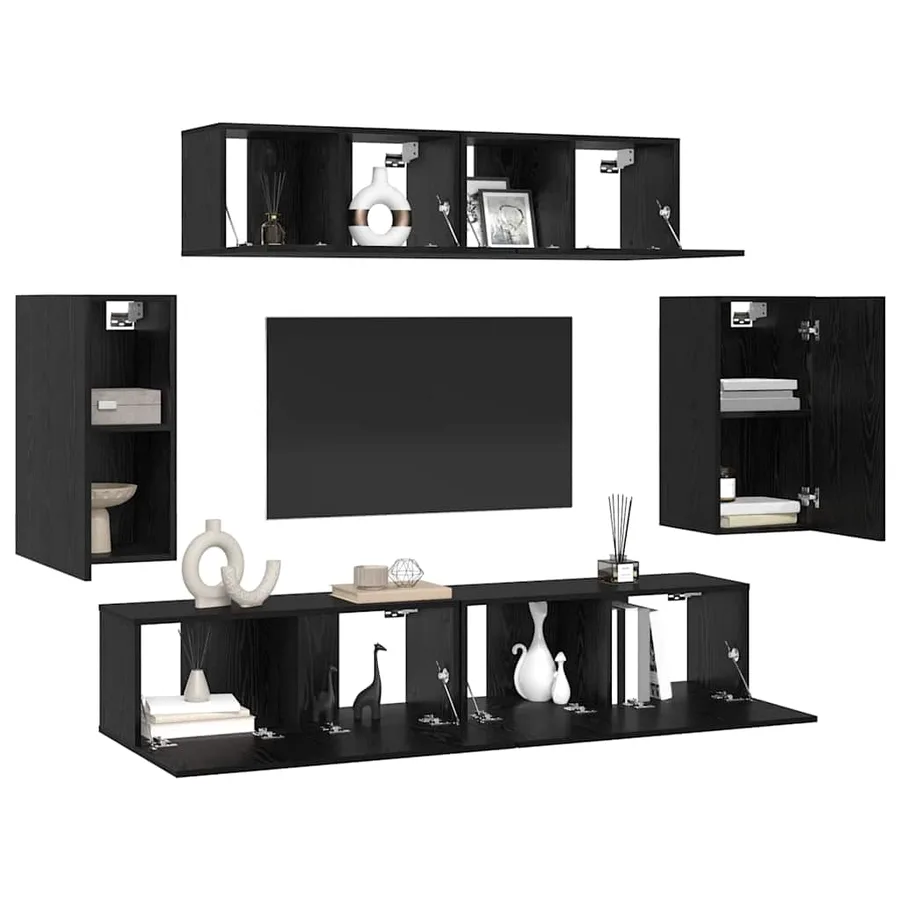 Ensemble meuble TV 6 pcs Chêne noir Bois d'ingénierie - 3