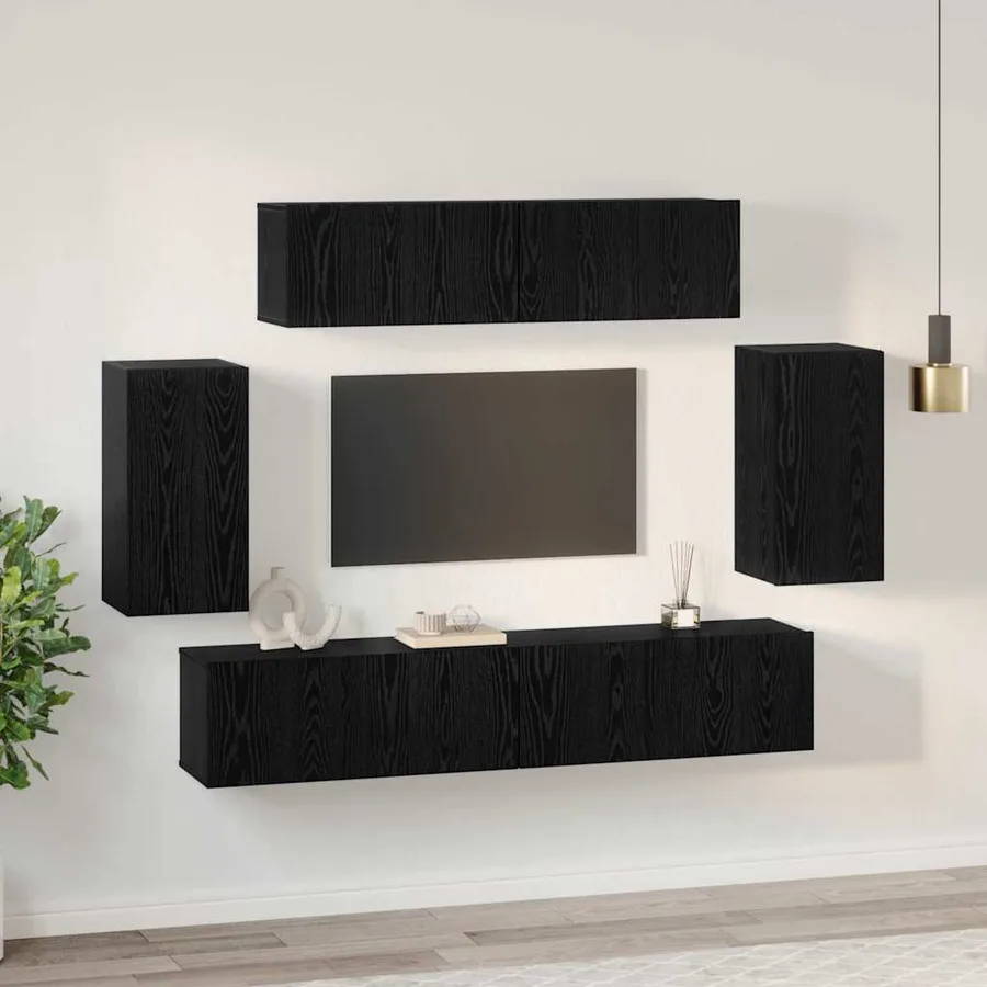Ensemble meuble TV 6 pcs Chêne noir Bois d'ingénierie - 4