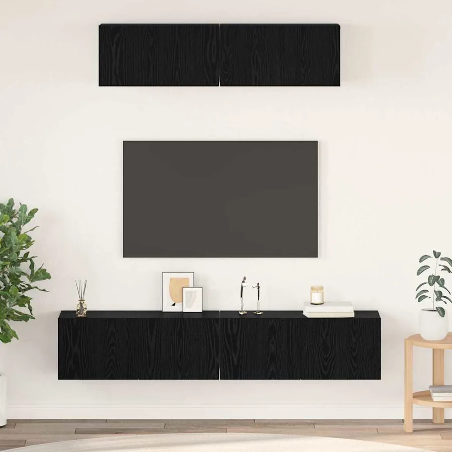Ensemble meuble TV 4 pcs Chêne noir Bois d'ingénierie