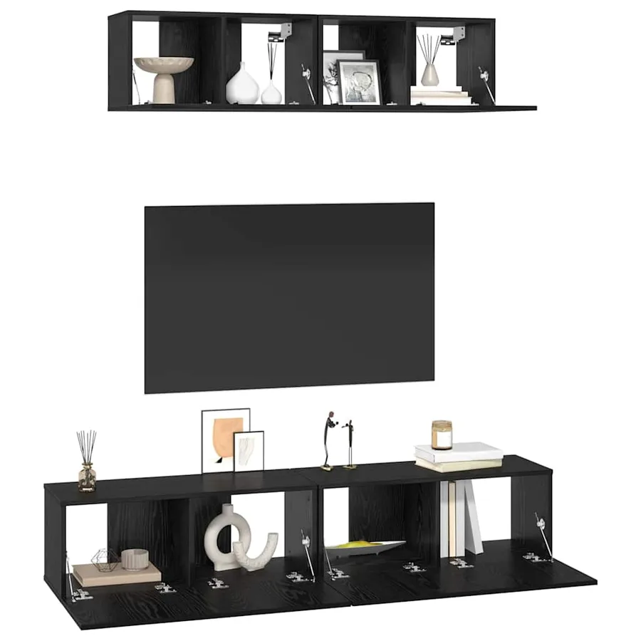 Ensemble meuble TV 4 pcs Chêne noir Bois d'ingénierie - 3