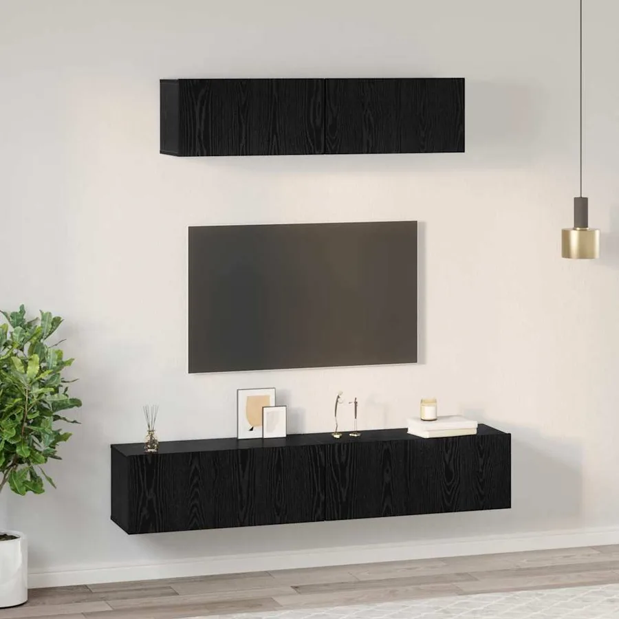 Ensemble meuble TV 4 pcs Chêne noir Bois d'ingénierie - 4