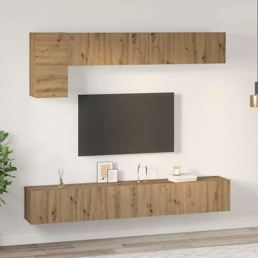 Ensemble meuble TV 5 pcs Chêne artisanal Bois d'ingénierie - 4