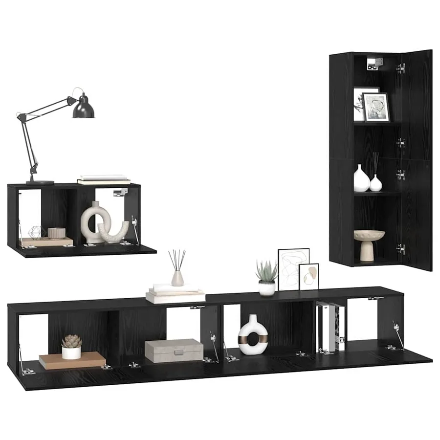 Ensemble meuble TV 4 pcs Chêne noir Bois d'ingénierie - 3