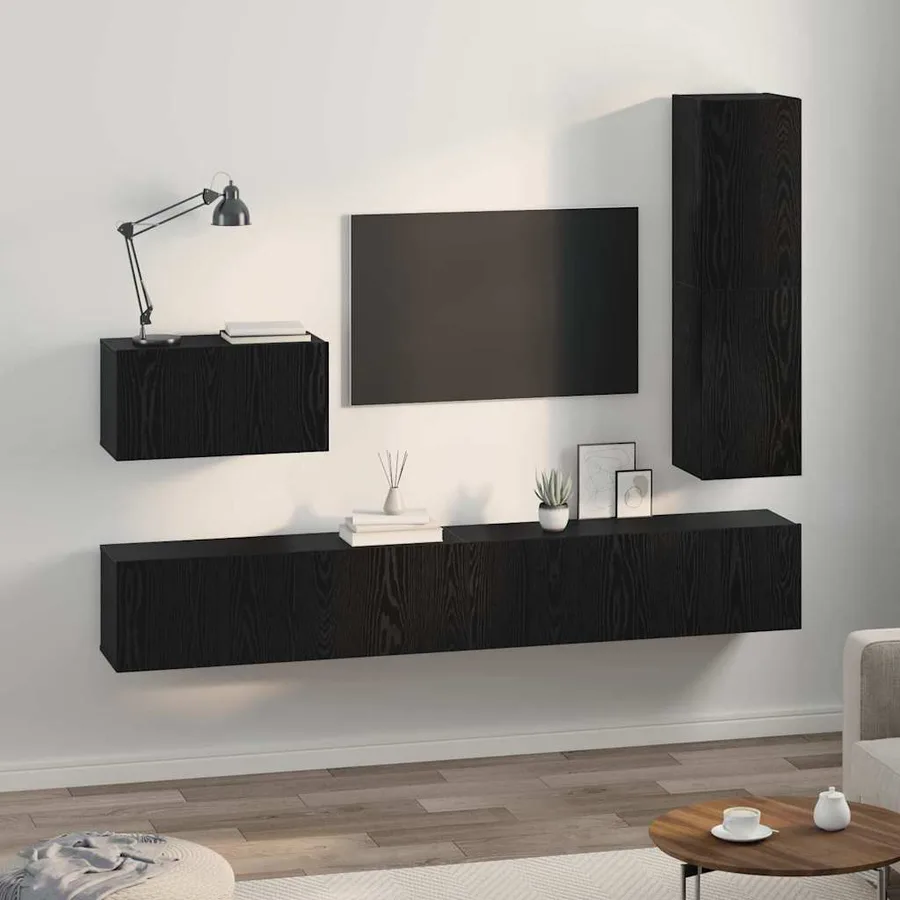 Ensemble meuble TV 4 pcs Chêne noir Bois d'ingénierie - 4