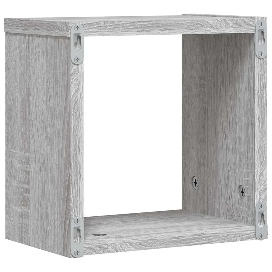 Étagères Murales avec étagère 4 pcs Gris Sonoma 26 x 15 x 26 cm - 7
