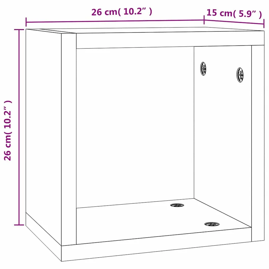 Étagères Murales avec étagère 4 pcs Gris Sonoma 26 x 15 x 26 cm - 9