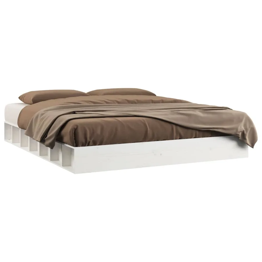 Cadre de lit sans matelas blanc 120x200 cm bois massif - 2