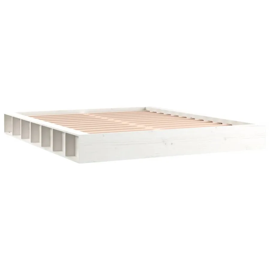 Cadre de lit sans matelas blanc 120x200 cm bois massif - 3