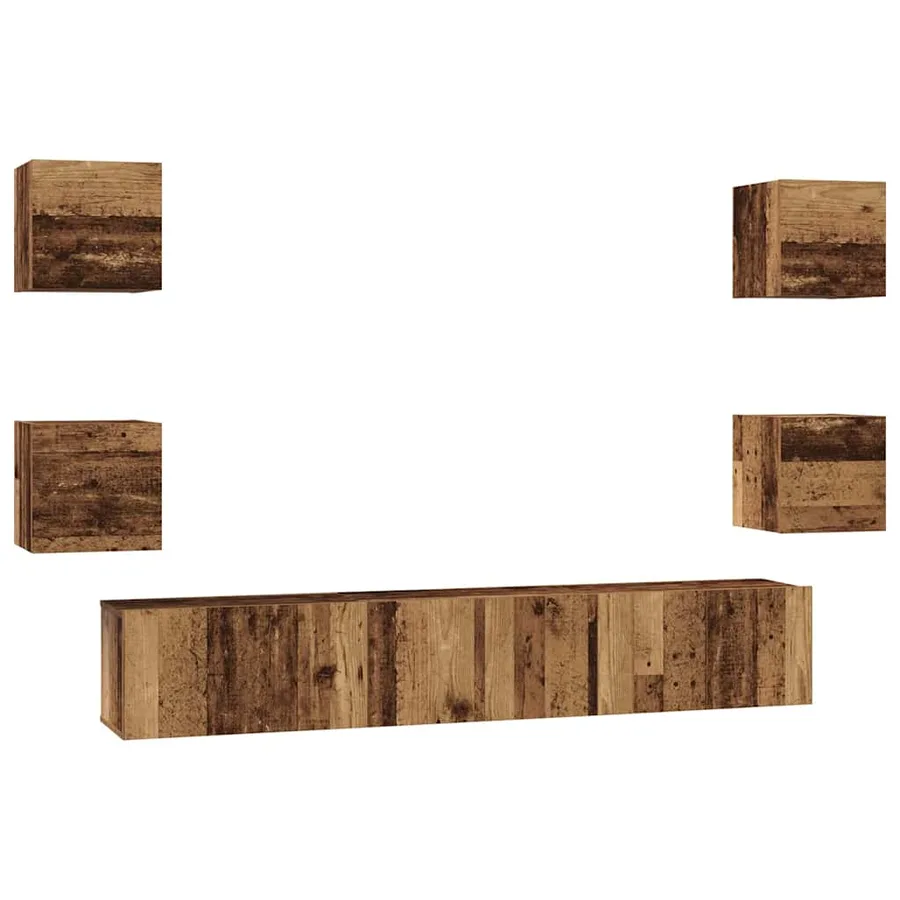 Ensemble meuble TV 7 pcs Bois Ancien Bois d'ingénierie - 2