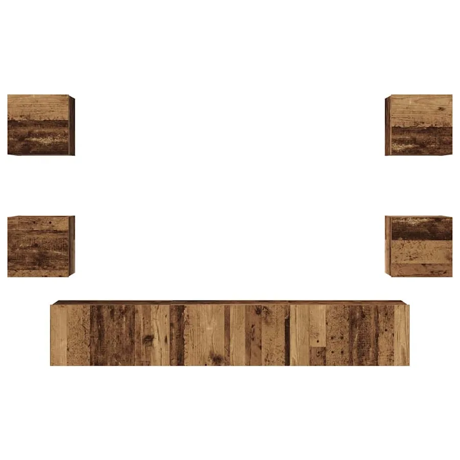 Ensemble meuble TV 7 pcs Bois Ancien Bois d'ingénierie - 7