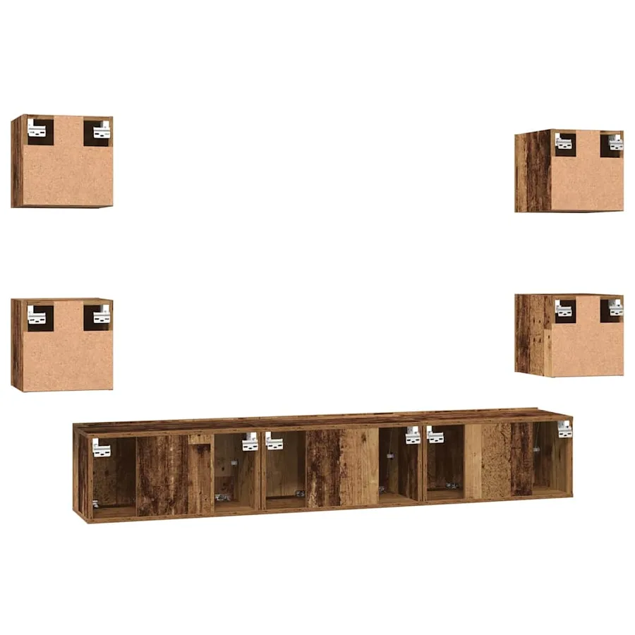 Ensemble meuble TV 7 pcs Bois Ancien Bois d'ingénierie - 9