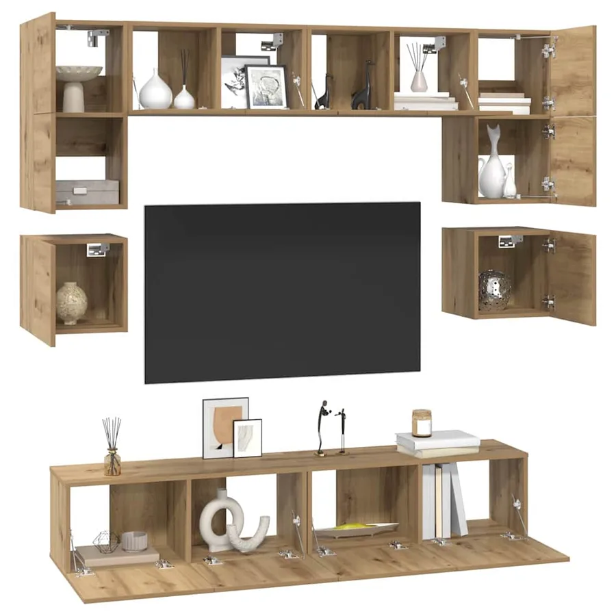 Ensemble meuble TV 8 pcs Chêne artisanal Bois d'ingénierie - 3