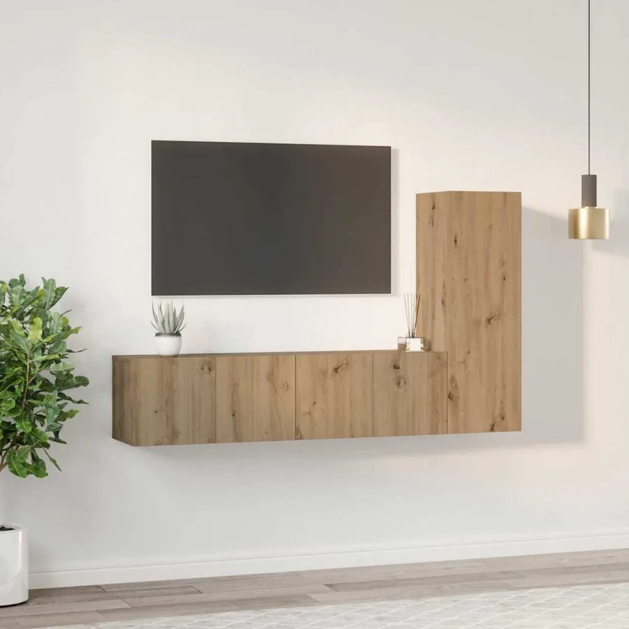 Ensemble meuble TV 3 pcs Chêne artisanal Bois d'ingénierie - 4
