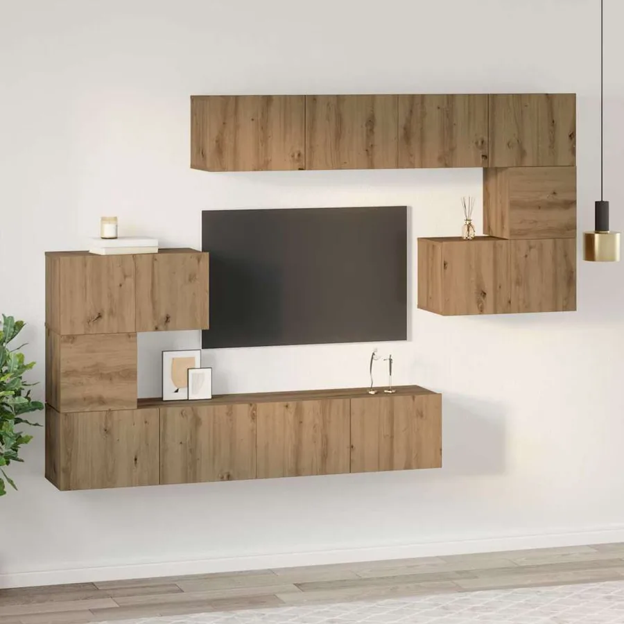 Ensemble meuble TV 8 pcs Chêne artisanal Bois d'ingénierie - 4