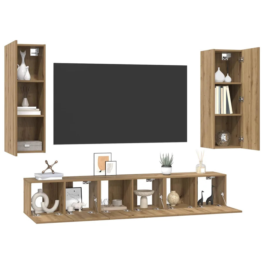 Ensemble meuble TV 5 pcs Chêne artisanal Bois d'ingénierie - 3