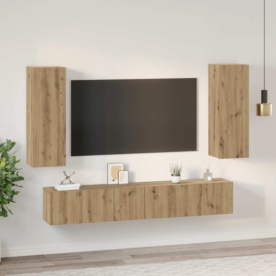 Ensemble meuble TV 5 pcs Chêne artisanal Bois d'ingénierie - 4