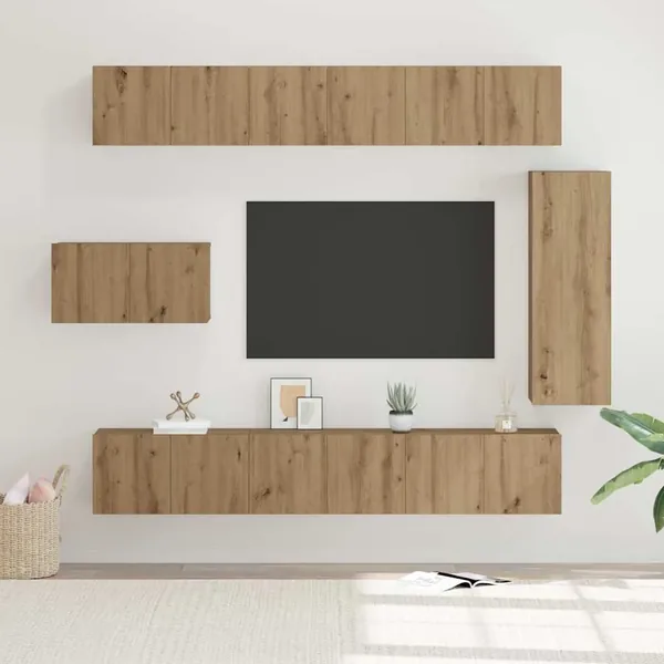 Ensemble meuble TV 8 pcs Chêne artisanal Bois d'ingénierie